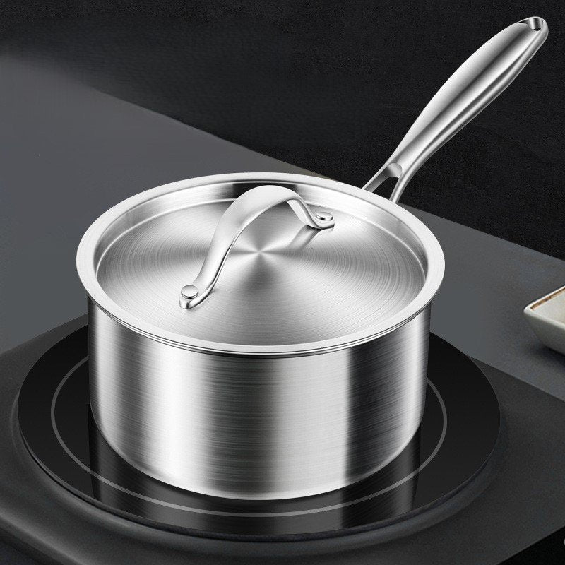Ferronix Triply Stainless Steel Saucepan Kenya | 16cm, 18cm & 20cm Induction and Gas Milk Pan, Uncoated Heavy Duty Steel Sufuria