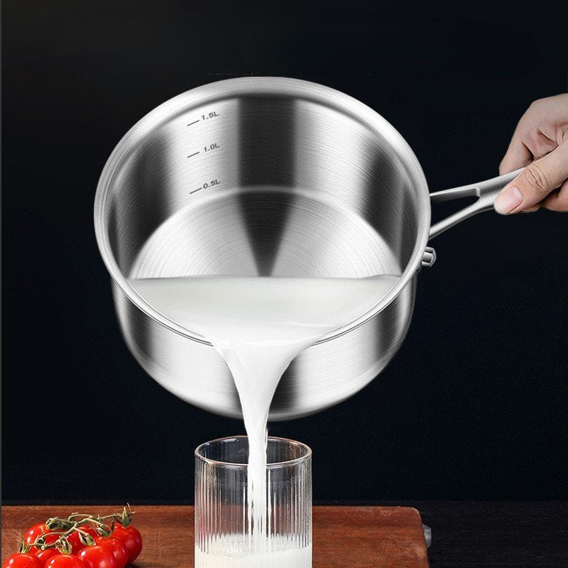 Ferronix Triply Stainless Steel Saucepan Kenya | 16cm, 18cm & 20cm Induction and Gas Milk Pan, Uncoated Heavy Duty Steel Sufuria