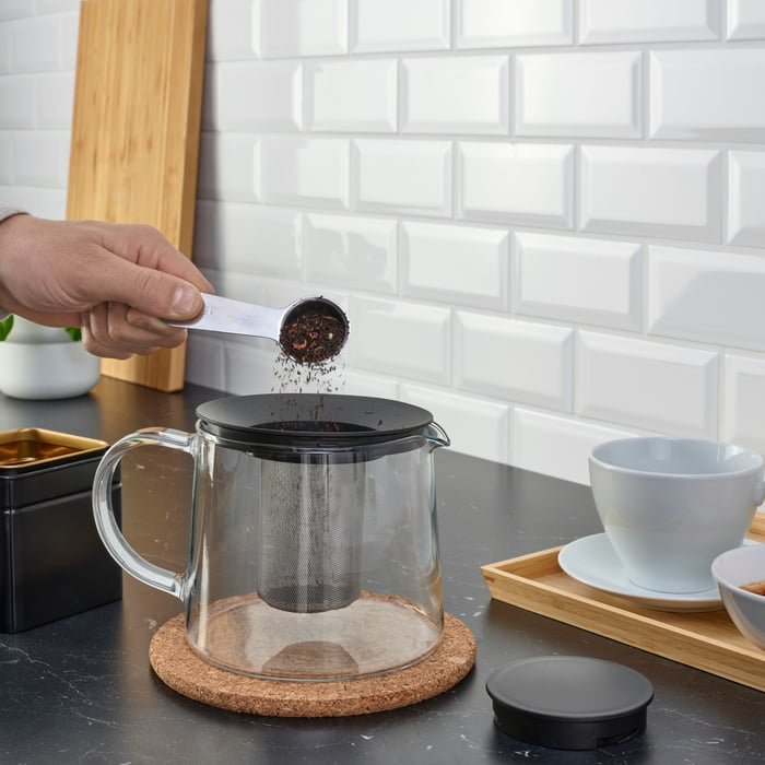 Danny Home Glass Teapot 1.5L with Stainless Steel Sieve | Heat Resistant Borosilicate Tea Pot with Infuser