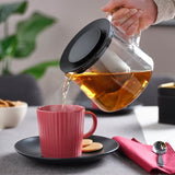 Danny Home Glass Teapot 1.5L with Stainless Steel Sieve | Heat Resistant Borosilicate Tea Pot with Infuser