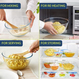 Danny Home Glass Mixing Bowl, Baking Bowl, Salad Bowl and Serving Bowl, 500ml to 5700ml | Clear Borosilicate Glass, Oven, Microwave and Dishwasher Safe, 8 Sizes