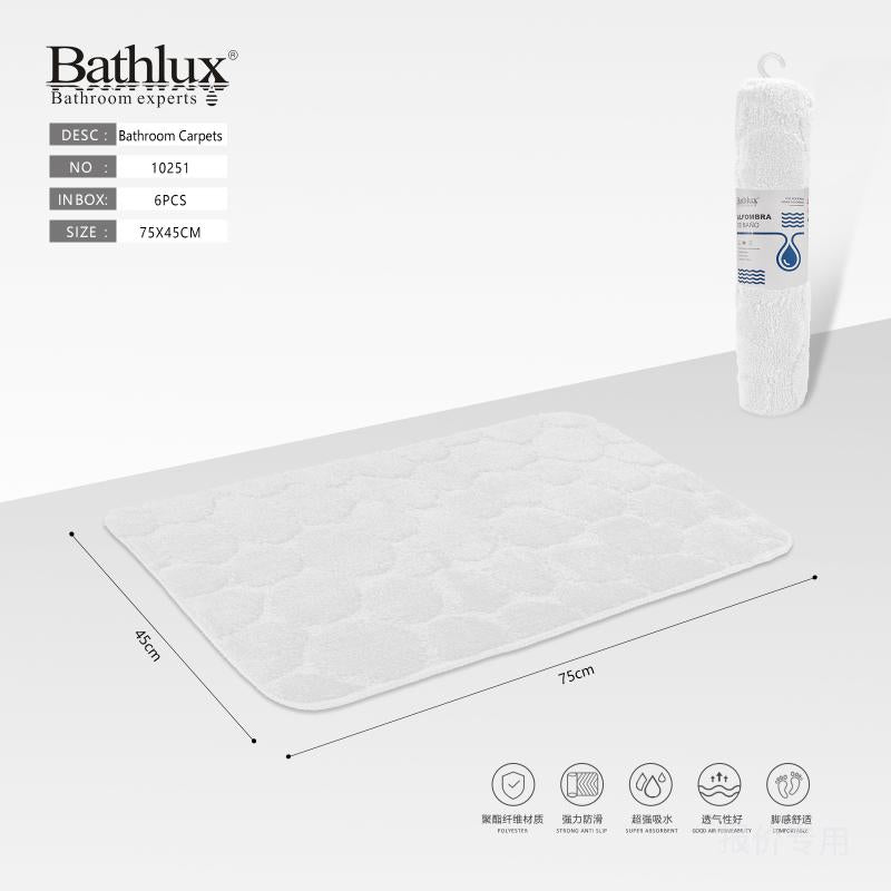 Bathlux pebble embossed cushioned bath mat 75x45cm in white