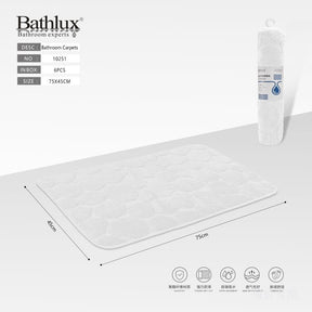Bathlux pebble embossed cushioned bath mat 75x45cm in white