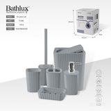 Bathlux 6 piece bathroom accessory set in grey with gift box