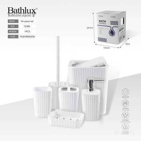 Bathlux 6 piece bathroom accessory set in white with gift box