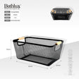 Bathlux metal mesh storage basket with wooden handles in black
