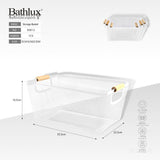 Bathlux metal mesh storage basket with wooden handles in white