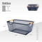 Bathlux metal mesh storage basket with wooden handles in navy