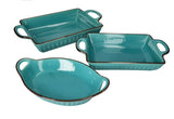 Danny Home Ceramic Casserole Bakeware Set 3pcs | Oven & Microwave Safe Serving Dishes