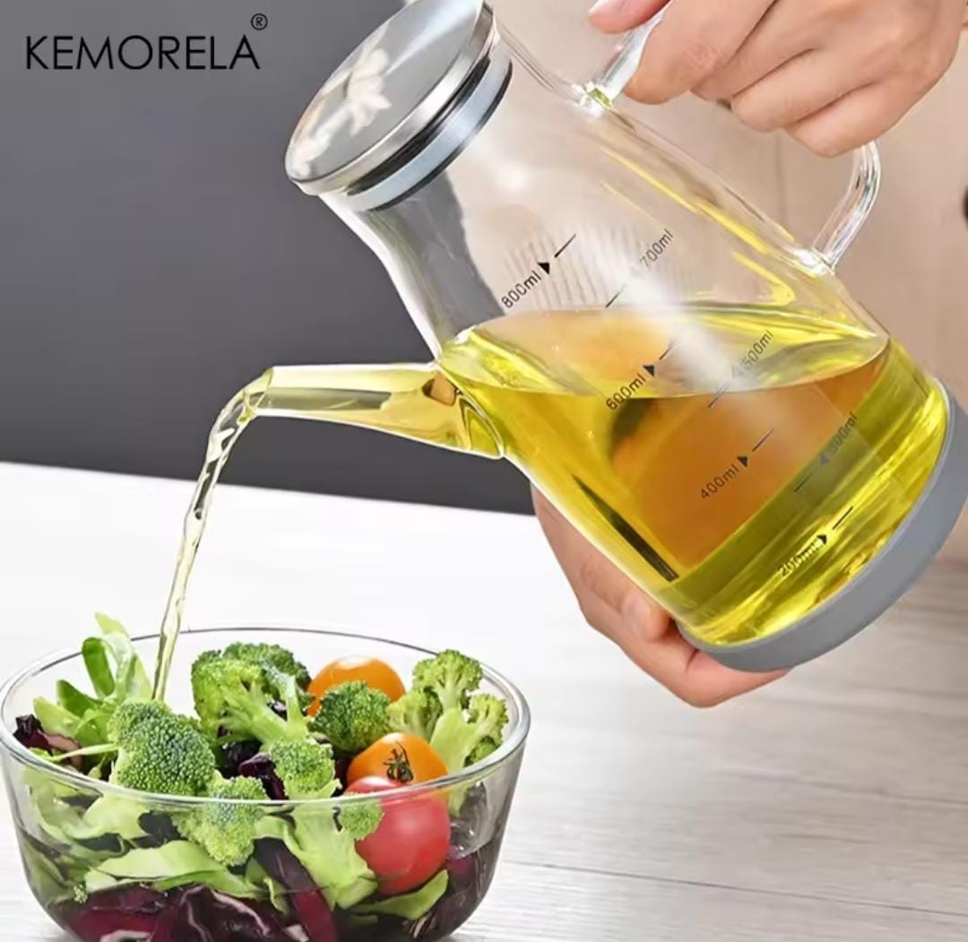 600ml Borosilicate Glass Oil Bottle & Dispenser – Stainless Steel Lid