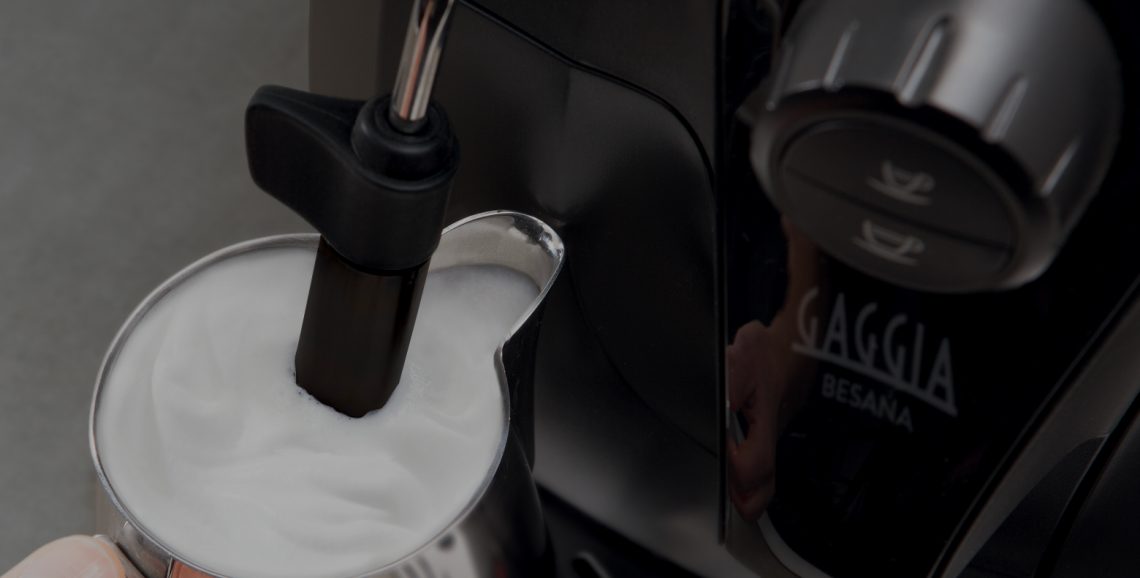 Gaggia Besana Pannarello steam wand frothing milk for a cappuccino