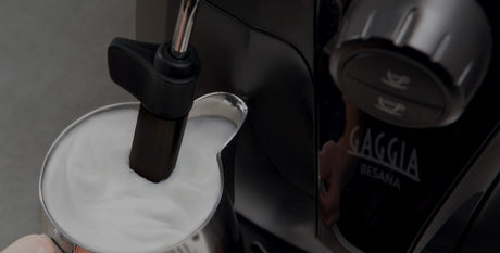 Gaggia Besana Pannarello steam wand frothing milk for a cappuccino