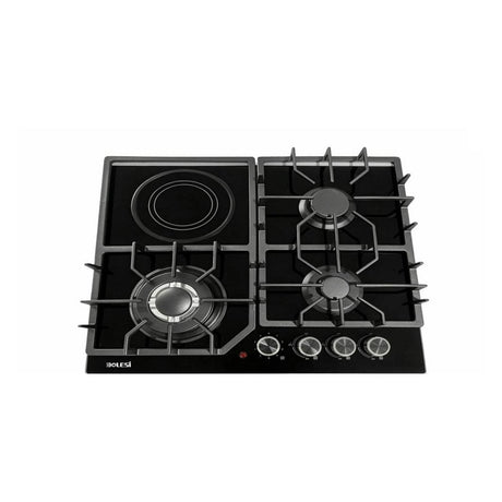 Bolesi ML402 built-in gas hob, 3 gas burners and 1 electric hotplate, tempered glass, 60cm