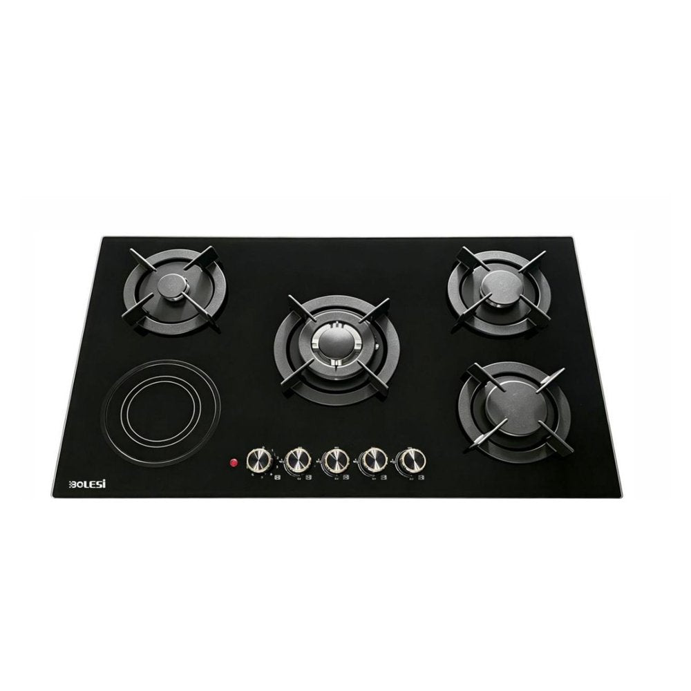 Bolesi ML501D built-in gas hob, 4 gas burners and 1 electric hotplate, tempered glass, 90cm