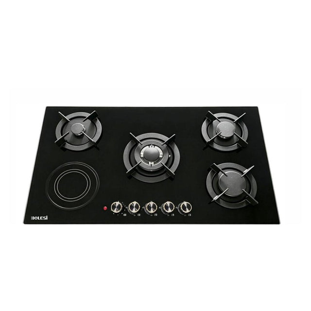 Bolesi ML501D built-in gas hob, 4 gas burners and 1 electric hotplate, tempered glass, 90cm
