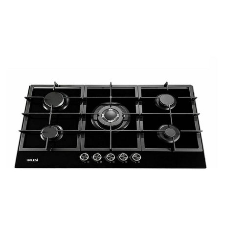 Bolesi ML503 built-in gas hob, 5 burners with centre wok burner, tempered glass, 90cm