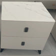 Bedside Table 2 Drawer Cream with Marble Effect Stone Top 48x40x50cm
