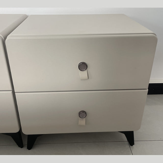 Bedside Table 2 Drawer with Tab Pull Handles 48x40x50cm, Cream