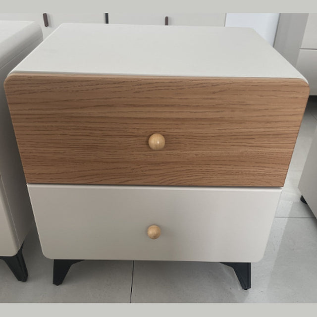 Bedside Table 2 Drawer Oak and White 48x40x50cm