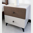 Bedside Table 2 Drawer Walnut and White 48x40x50cm