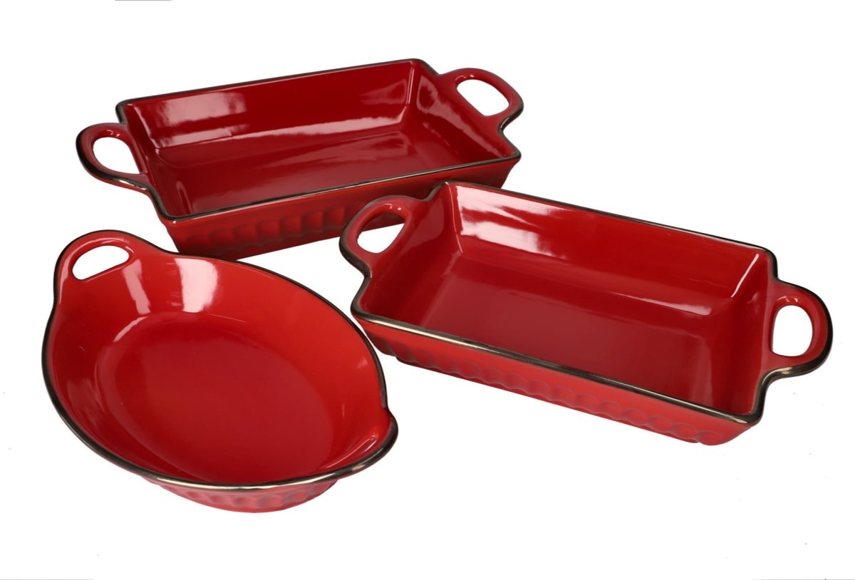 Danny Home Ceramic Casserole Bakeware Set 3pcs | Oven & Microwave Safe Serving Dishes