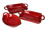 Danny Home Ceramic Casserole Bakeware Set 3pcs | Oven & Microwave Safe Serving Dishes