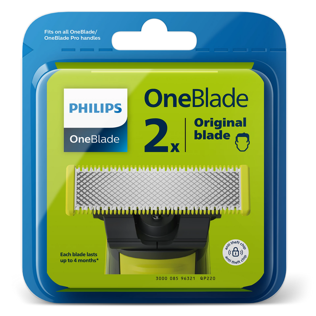 Philips OneBlade Replacement Blades 2-Pack - Fits All OneBlade Handles, Wet & Dry