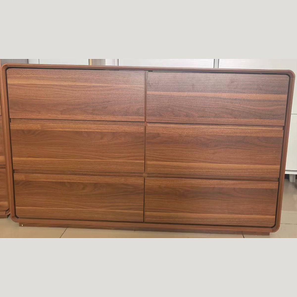 Wide Chest of Drawers 6 Drawer 120x40x75cm Walnut