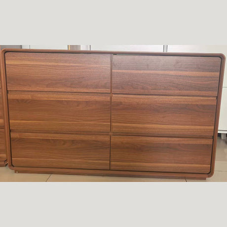 Wide Chest of Drawers 6 Drawer 120x40x75cm Walnut