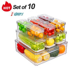 10pc Stackable Fridge Organizer Set – Pull-Out Drawers & Vented Produce Storage Boxes Kenya