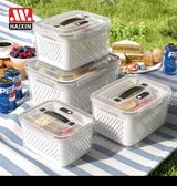 4pc Fridge Storage Containers with Drain Basket – Airtight Stackable Produce Keeper Set 800ml, 1.7L, 3.15L & 4.15L Kenya