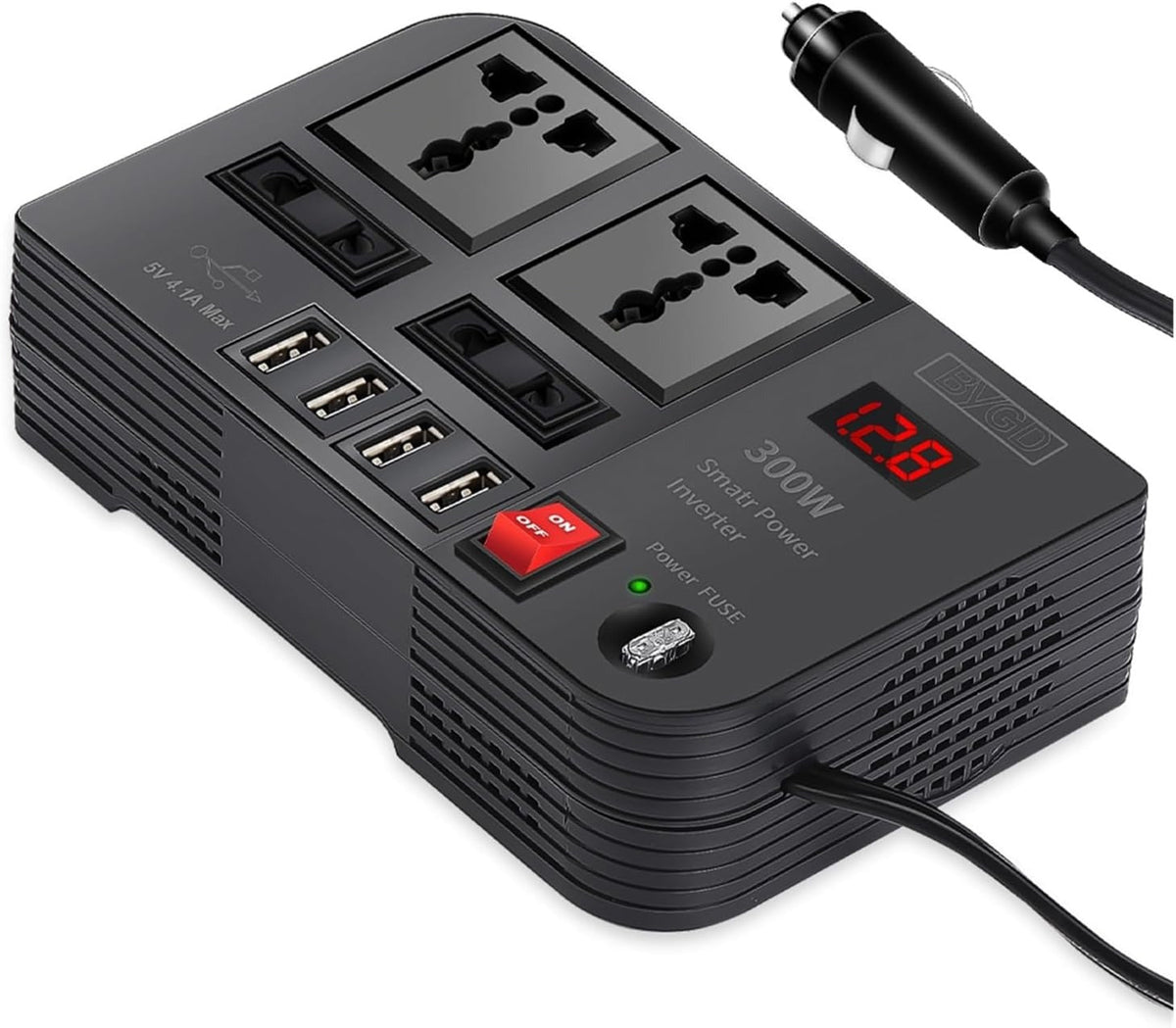 Car Kit: Foldable Boot Organiser and 300W Car Power Inverter with 4 USB Ports