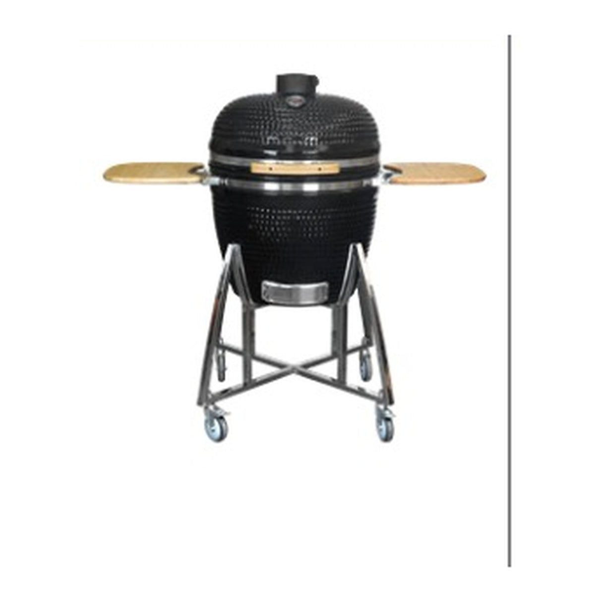 26 Inch Kamado Ceramic Charcoal BBQ Grill & Smoker, Classic Series with Side Tables and Stainless Cart (CL-26)