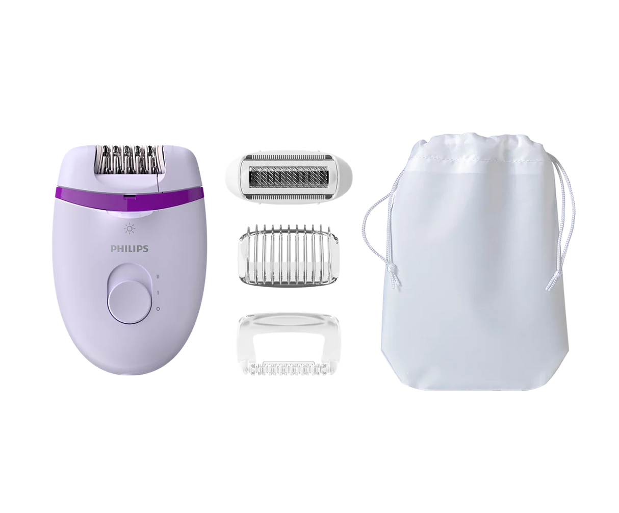 Philips Satinelle Epilator with Opti-Light & 4 Accessories - Removes Hair from the Root as Short as 0.5mm, Washable Head