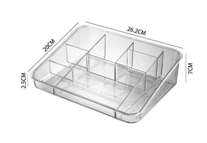 Acrylic Makeup & Cosmetic Storage Tray Organiser, Clear Multi-Compartment Vanity Tray for Makeup, Skincare, Perfume & Beauty Accessories