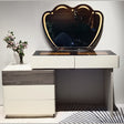 Dressing Table 100x40x75cm White and Grey Oak with Scalloped LED Mirror
