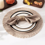 38cm Round Placemats Set of 6 Cotton Woven Heat Resistant Washable Table Mat for Kitchen Dining Room
