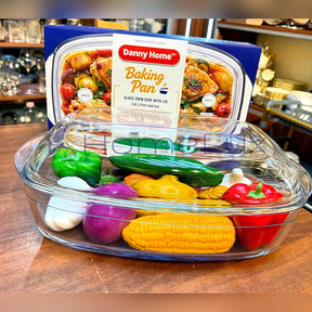 Danny Home 4.5L glass baking pan with lid, borosilicate oven dish, boxed