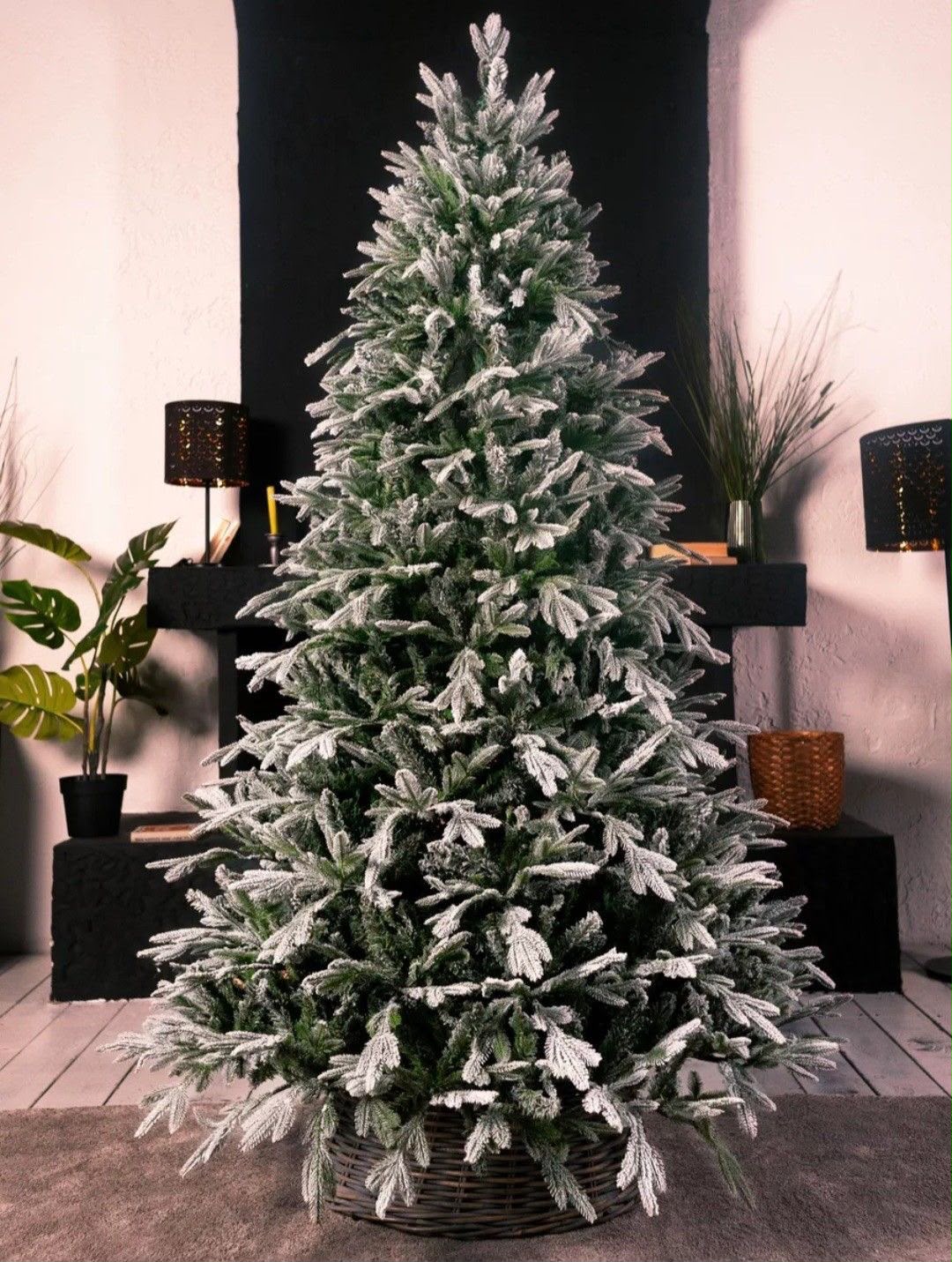 Dark green pine artificial Christmas tree with PVC snow flocking, 7ft, 8ft and 9ft