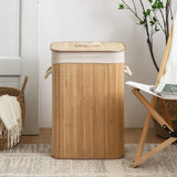 Laundry Day Set: Bamboo Laundry Hamper, Foldable Clothes Drying Rack and 10 Wooden Hangers
