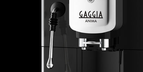 Close-up of the Gaggia Anima Barista Plus professional stainless steel steam wand texturing milk