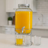 Danny Home 4 Litre Beverage Dispenser with 4 Glasses & Stand | Drink Dispenser Set