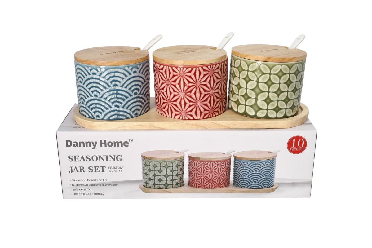Danny Home Geometric Seasoning Canister Set 10pcs Spice Jars with Stand Kenya