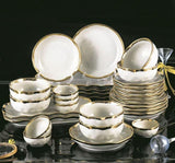 30pcs Ceramic Dinner Set White with Gold Ring Kenya