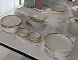 30pcs Ceramic Dinner Set White with Gold Ring Kenya