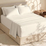 Cotton Bed Sheet Set – 4 Piece Deep Pocket Fitted & Flat BedSheet