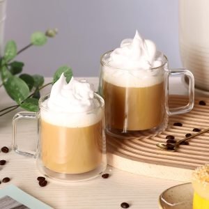 430ml Danny Home Double Wall Clear Glass Coffee & Tea Mug Set (2 Pcs)