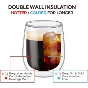 200ml Danny Home Double Walled Cappuccino Glasses Set (2 Pcs)