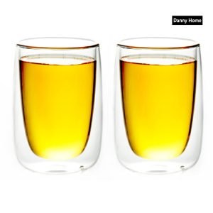 300ml 2-Pcs Danny Home Borosilicate Double Walled Cappuccino Glasses Set
