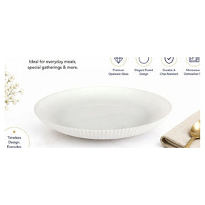 Divine Touch White Ribbed Opal Glass Side Plate 7.5 inch, Set of 6
